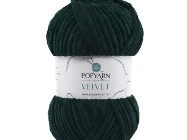 Pletací příze Popyarn Velvet B014 - zelená žinylková příze pro ruční pletení a háčkování na děti i dospělé, nádherné barevné měkké úplety,100% mikropolyester, 100g, 120m.