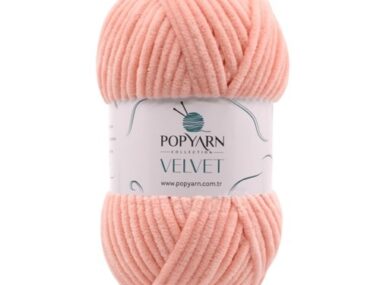 Pletací příze Popyarn Velvet B021 - oranžová žinylková příze pro ruční pletení a háčkování na děti i dospělé, nádherné barevné měkké úplety,100% mikropolyester, 100g, 120m.